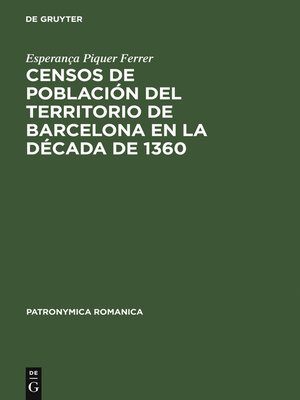 cover image of Censos de población del territorio de Barcelona en la década de 1360